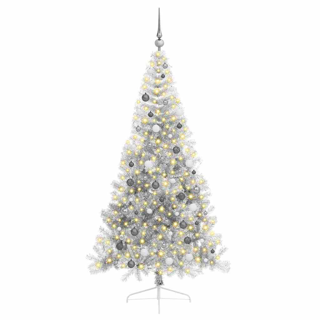 Kunstmatig Voorverlicht Kerstboom met 300 LED Zilver 210 cm PET