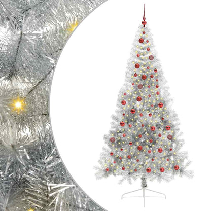 Kunstmatig Voorverlicht Kerstboom met 300 LED Zilver 210 cm PET