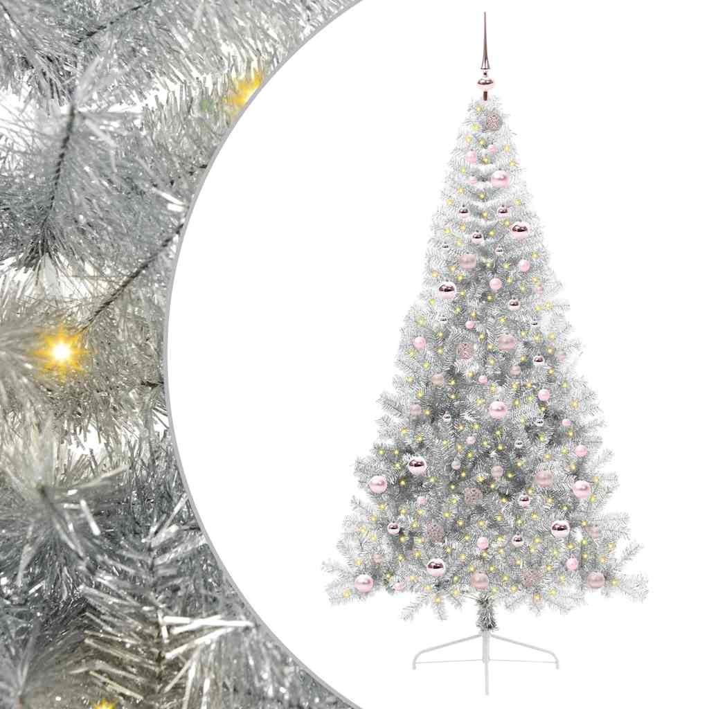 Kunstmatig Voorverlicht Kerstboom met 300 LED Zilver 210 cm PET