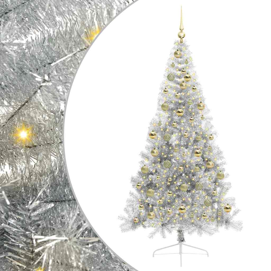 Kunstmatig Voorverlicht Kerstboom met 300 LED Zilver 210 cm PET