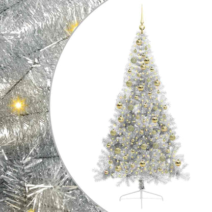 Kunstmatig Voorverlicht Kerstboom met 300 LED Zilver 210 cm PET