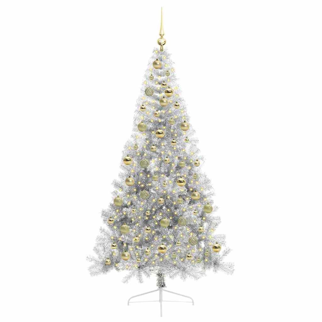 Kunstmatig Voorverlicht Kerstboom met 300 LED Zilver 210 cm PET