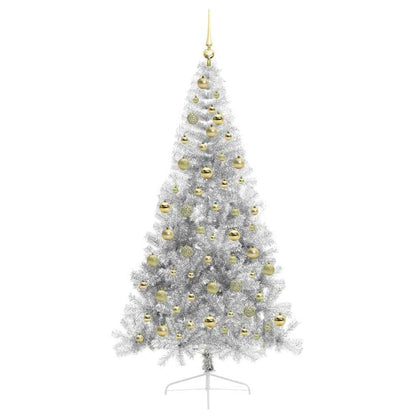 Kunstmatig Voorverlicht Kerstboom met 300 LED Zilver 210 cm PET
