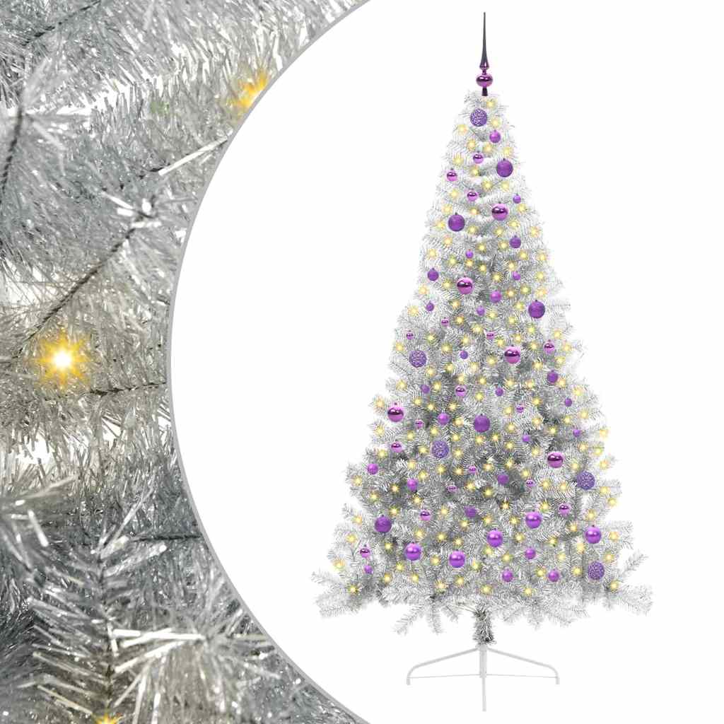 Kunstmatig Voorverlicht Kerstboom met 300 LED Zilver 210 cm PET