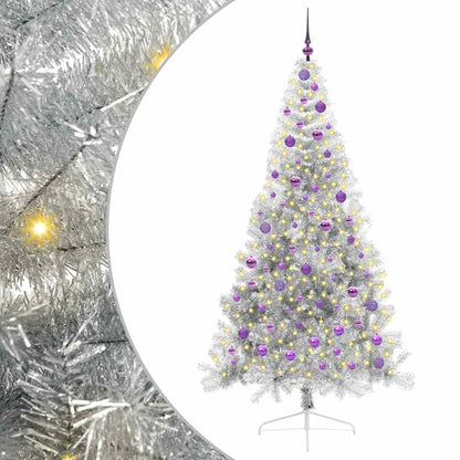Kunstmatig Voorverlicht Kerstboom met 300 LED Zilver 210 cm PET