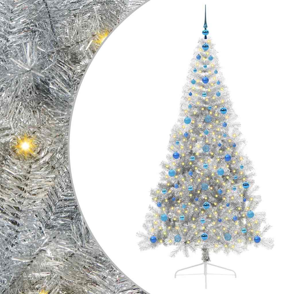 Kunstmatig Voorverlicht Kerstboom met 300 LED Zilver 210 cm PET