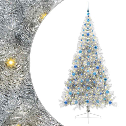 Kunstmatig Voorverlicht Kerstboom met 300 LED Zilver 210 cm PET