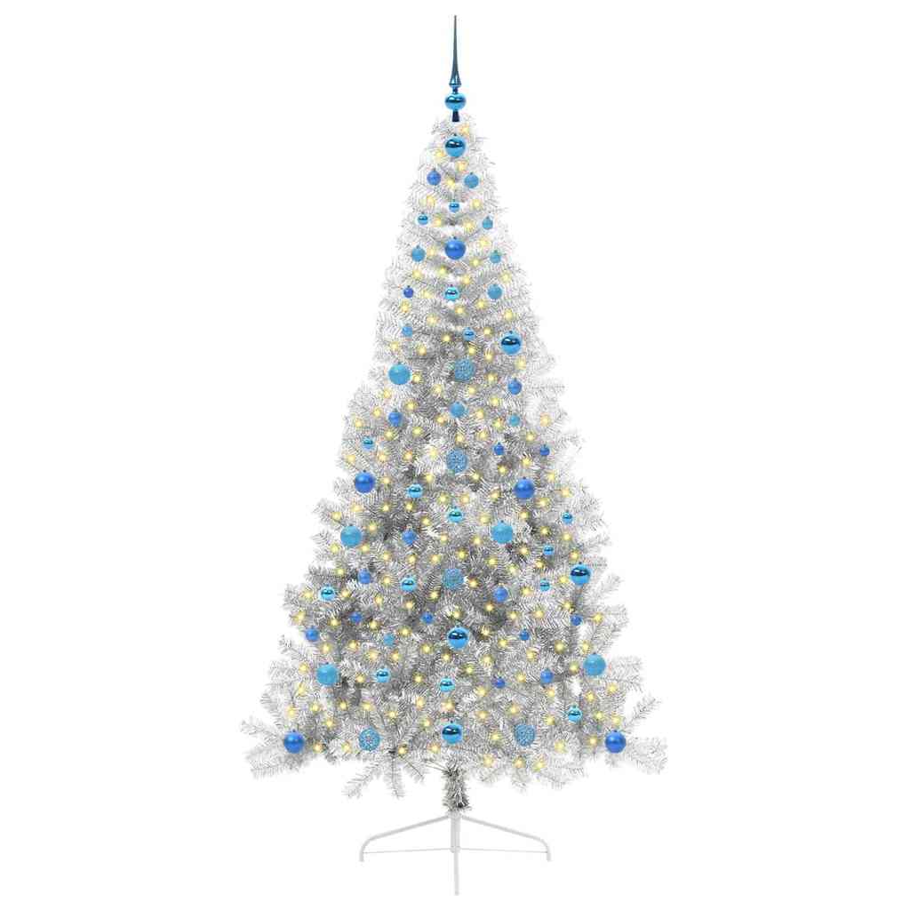 Kunstmatig Voorverlicht Kerstboom met 300 LED Zilver 210 cm PET