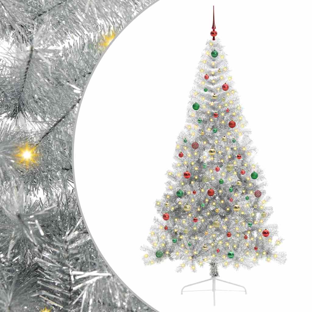 Kunstmatig Voorverlicht Kerstboom met 300 LED Zilver 210 cm PET