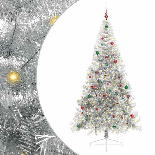 Kunstmatig Voorverlicht Kerstboom met 300 LED Zilver 210 cm PET