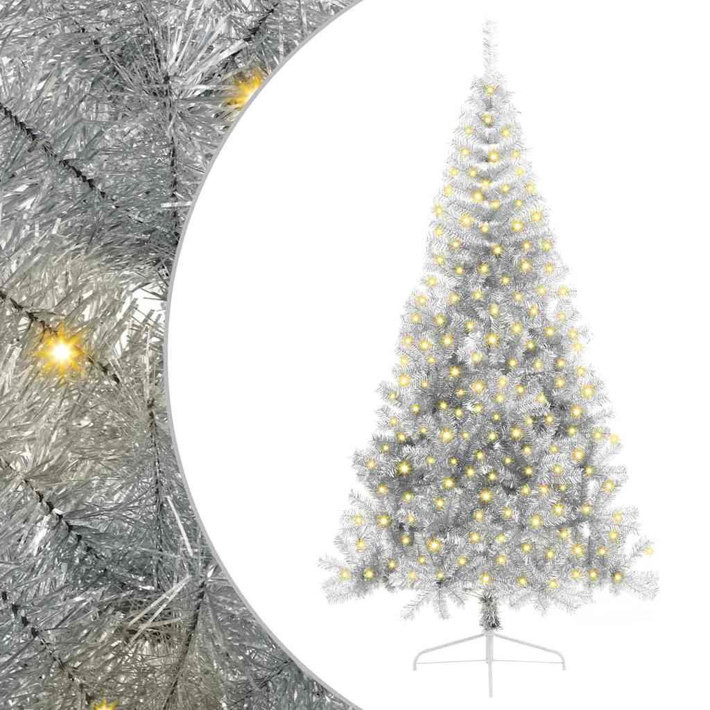 Kunstmatig Voorverlicht Kerstboom met 300 LED Zilver 240 cm PET