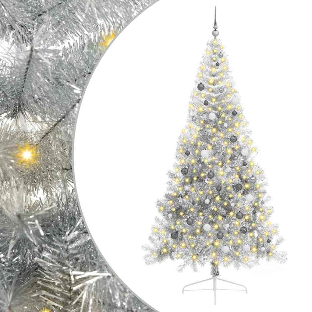 Kunstmatig Voorverlicht Kerstboom met 300 LED Zilver 240 cm PET