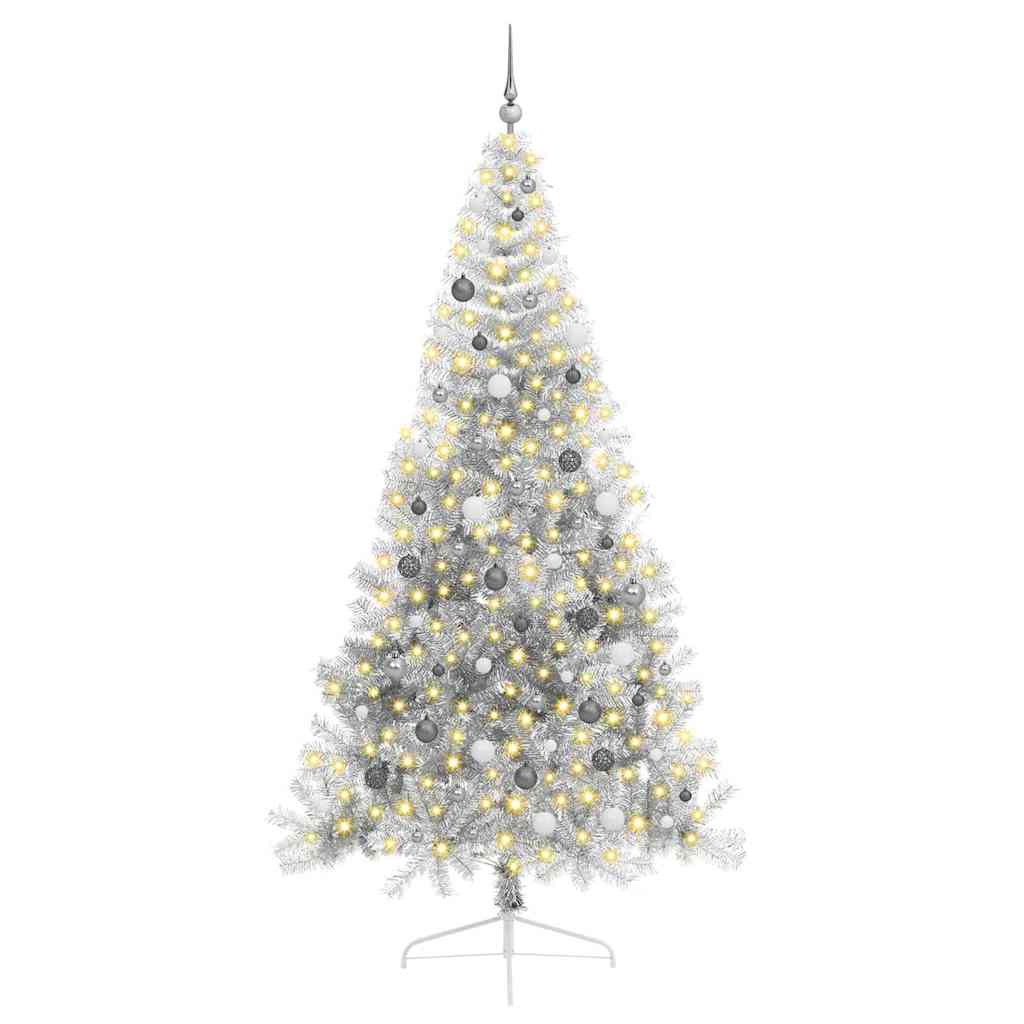 Kunstmatig Voorverlicht Kerstboom met 300 LED Zilver 240 cm PET