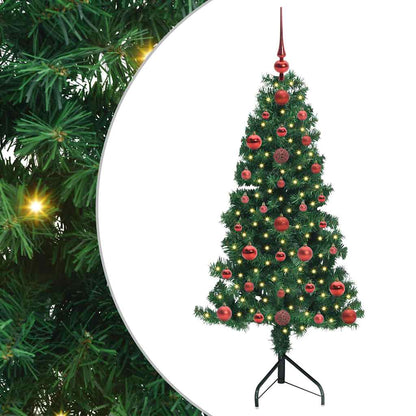 Hoek Kunstkerstboom met 150 LED Groen 120 cm PVC en Metaal