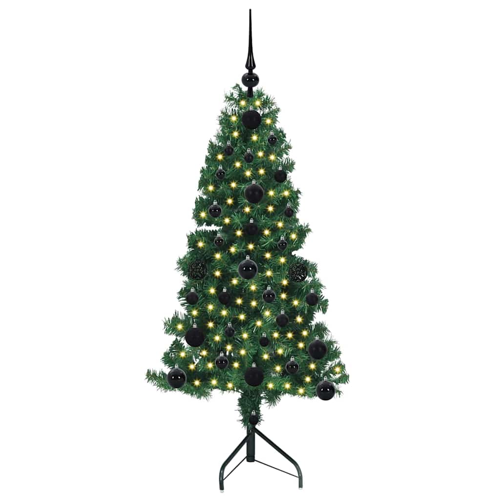 Hoek Kunstkerstboom met 150 LED Groen 120 cm PVC en Metaal