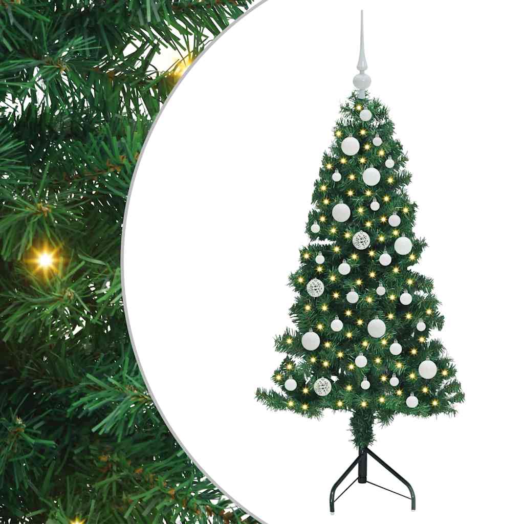 Hoek Kunstkerstboom met 150 LED Groen 120 cm PVC en Metaal