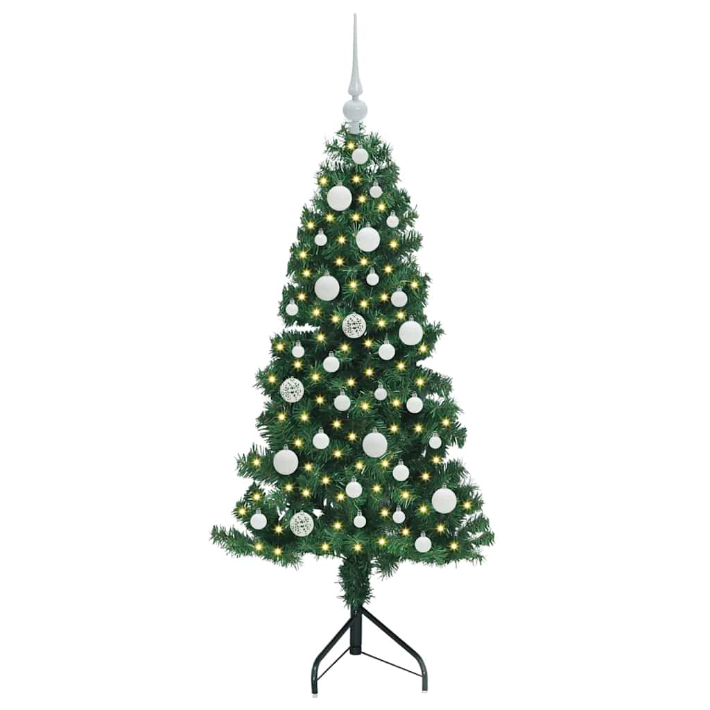 Hoek Kunstkerstboom met 150 LED Groen 120 cm PVC en Metaal