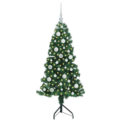 Hoek Kunstkerstboom met 150 LED Groen 120 cm PVC en Metaal