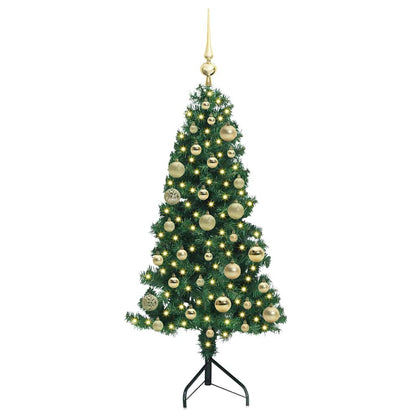 Hoek Kunstkerstboom met 150 LED Groen 120 cm PVC en Metaal