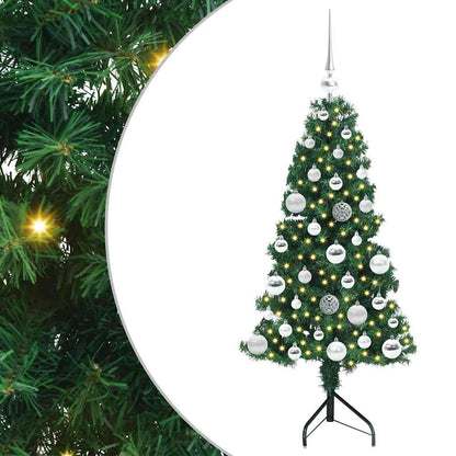 Hoek Kunstkerstboom met 150 LED Groen 120 cm PVC en Metaal