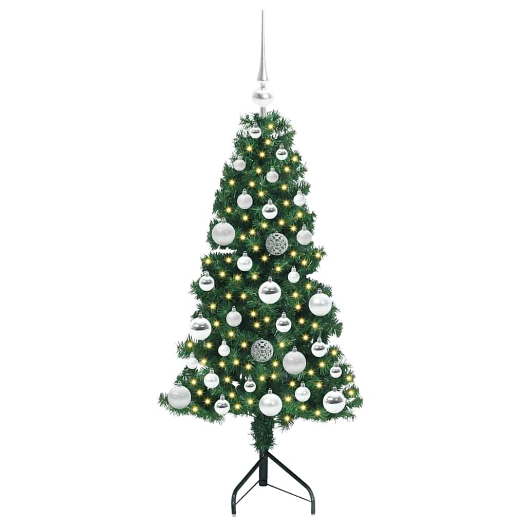 Hoek Kunstkerstboom met 150 LED Groen 120 cm PVC en Metaal