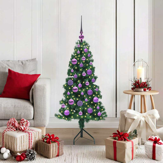 Hoek Kunstkerstboom met 150 LED Groen 120 cm PVC en Metaal