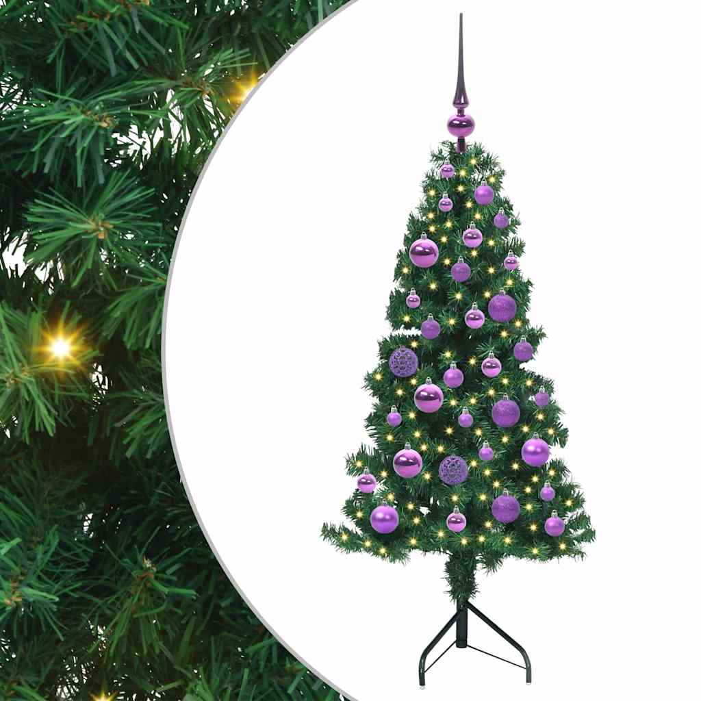 Hoek Kunstkerstboom met 150 LED Groen 120 cm PVC en Metaal