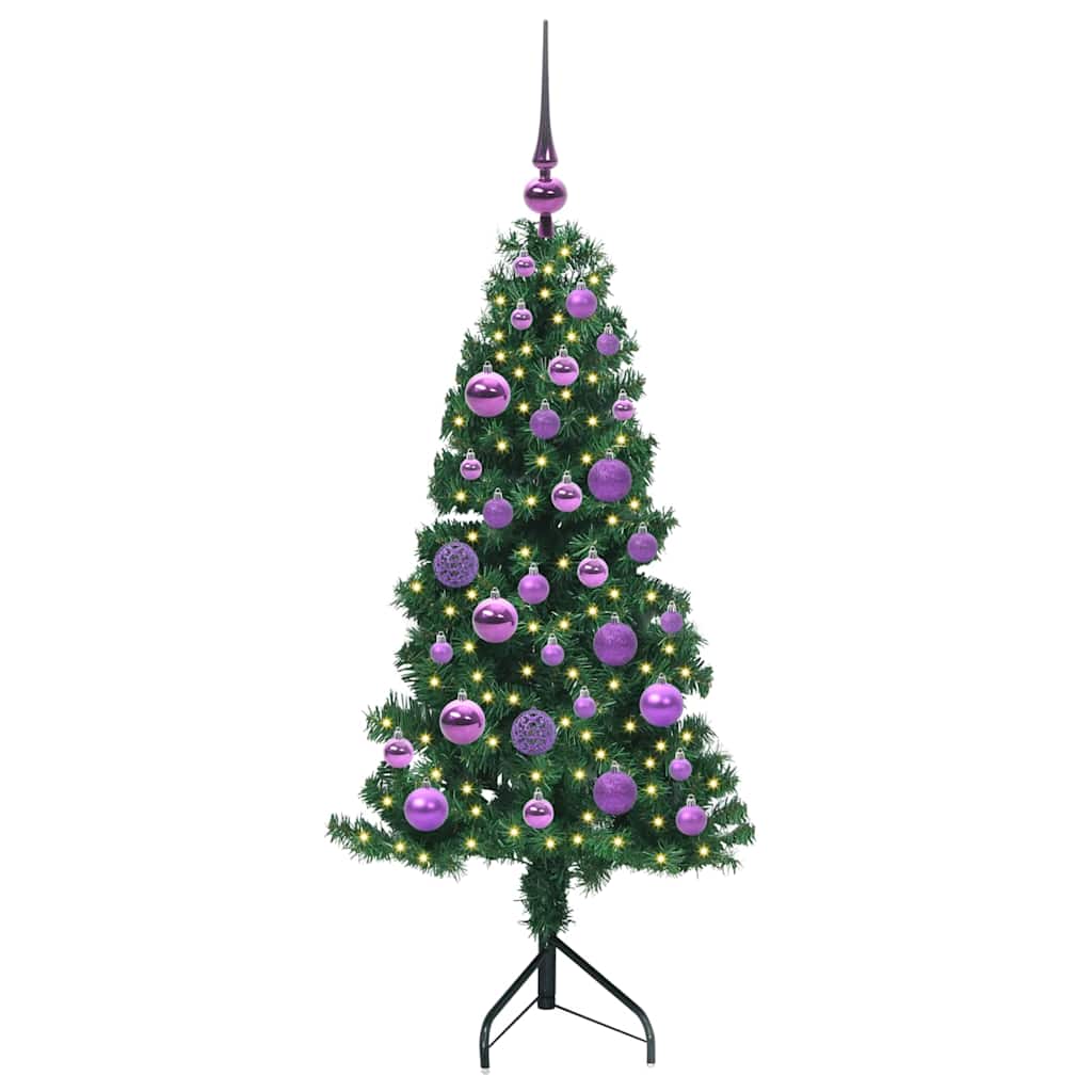 Hoek Kunstkerstboom met 150 LED Groen 120 cm PVC en Metaal