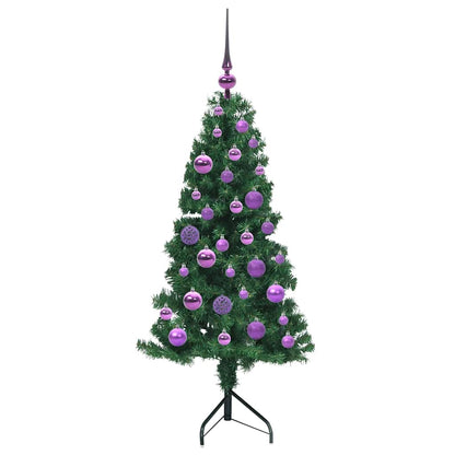Hoek Kunstkerstboom met 150 LED Groen 120 cm PVC en Metaal