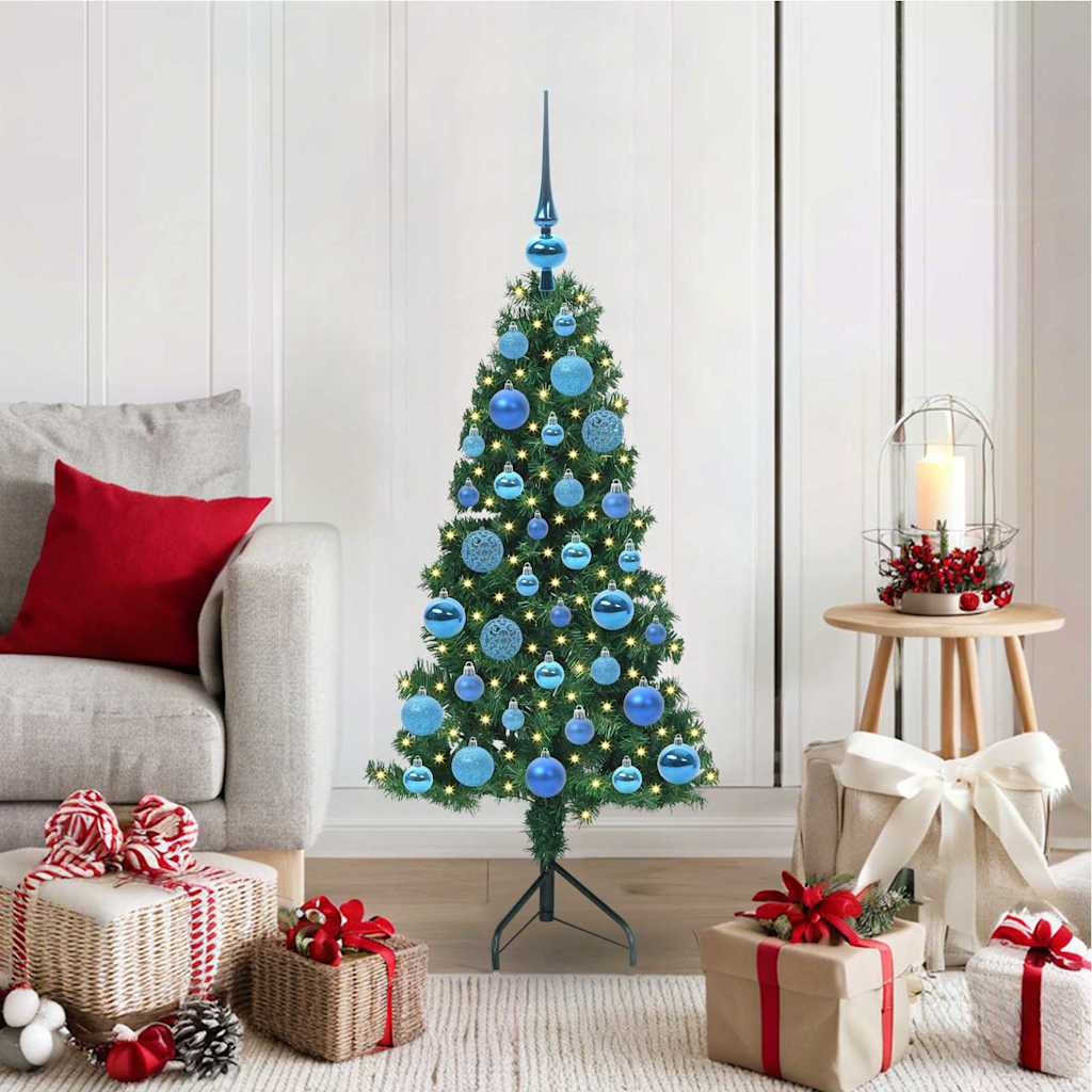Hoek Kunstkerstboom met 150 LED Groen 120 cm PVC en Metaal