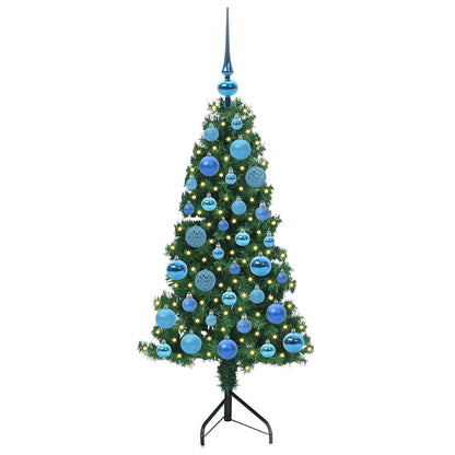 Hoek Kunstkerstboom met 150 LED Groen 120 cm PVC en Metaal