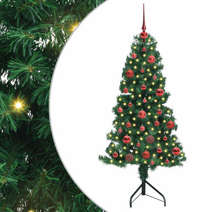 Hoek Kunstkerstboom met 150 LED Groen 150 cm PVC en Metaal
