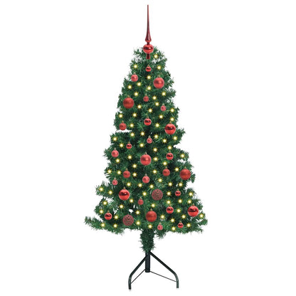 Hoek Kunstkerstboom met 150 LED Groen 150 cm PVC en Metaal