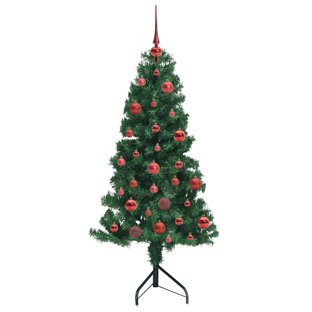 Hoek Kunstkerstboom met 150 LED Groen 150 cm PVC en Metaal
