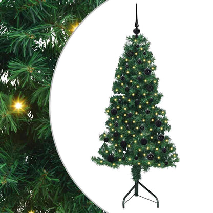 Hoek Kunstkerstboom met 150 LED Groen 150 cm PVC en Metaal