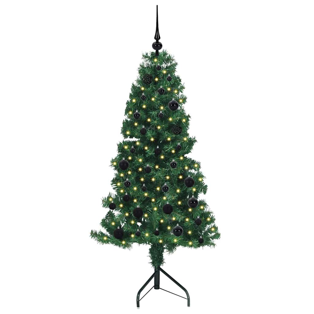 Hoek Kunstkerstboom met 150 LED Groen 150 cm PVC en Metaal