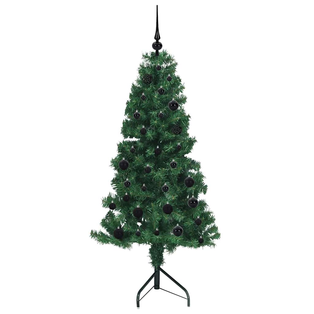 Hoek Kunstkerstboom met 150 LED Groen 150 cm PVC en Metaal