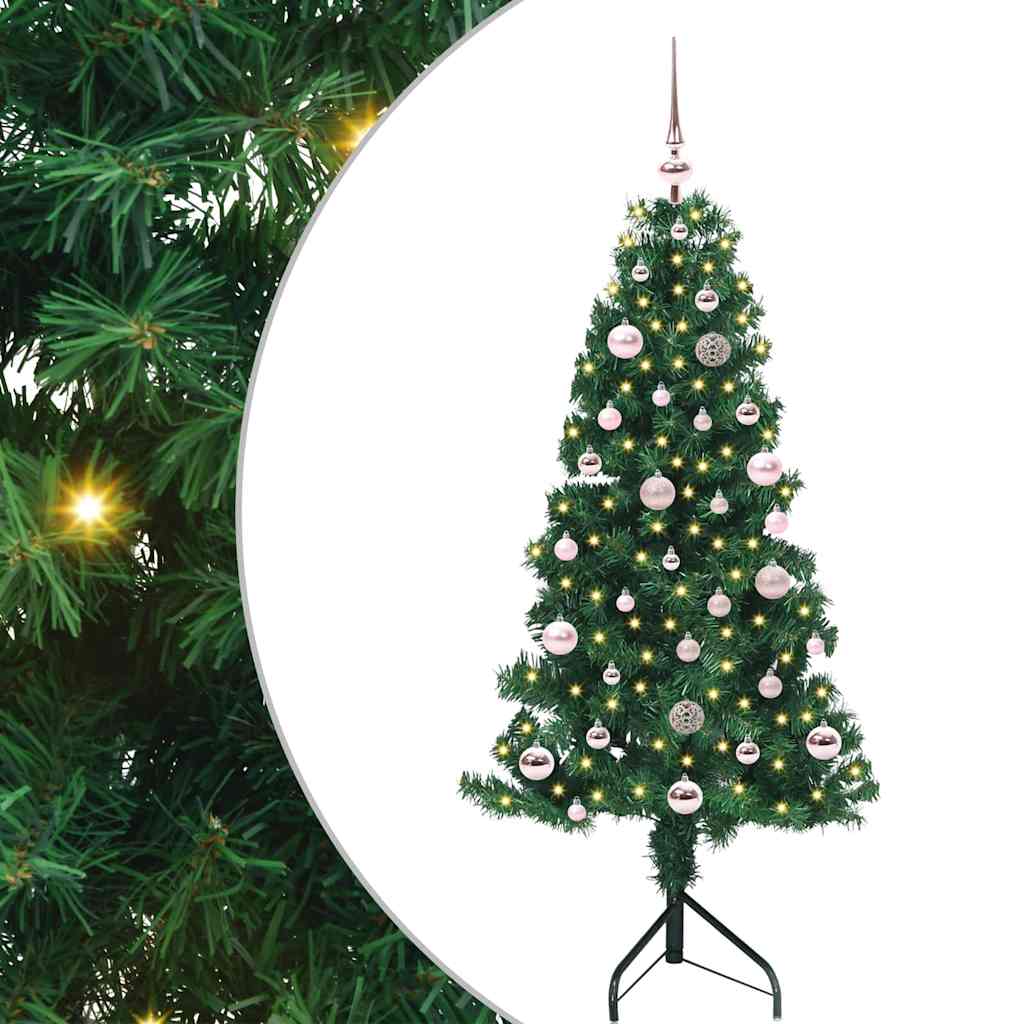 Hoek Kunstkerstboom met 150 LED Groen 150 cm PVC en Metaal