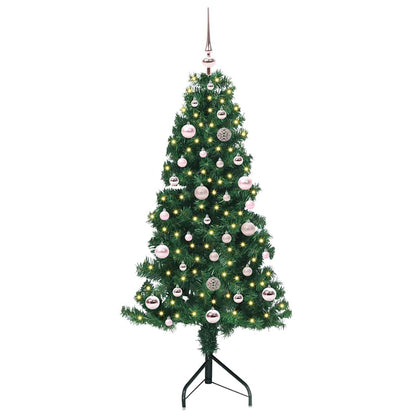 Hoek Kunstkerstboom met 150 LED Groen 150 cm PVC en Metaal