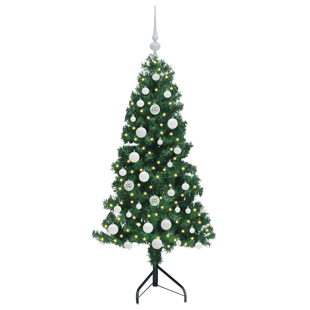 Hoek Kunstkerstboom met 150 LED Groen 150 cm PVC en Metaal