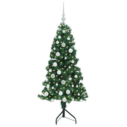 Hoek Kunstkerstboom met 150 LED Groen 150 cm PVC en Metaal