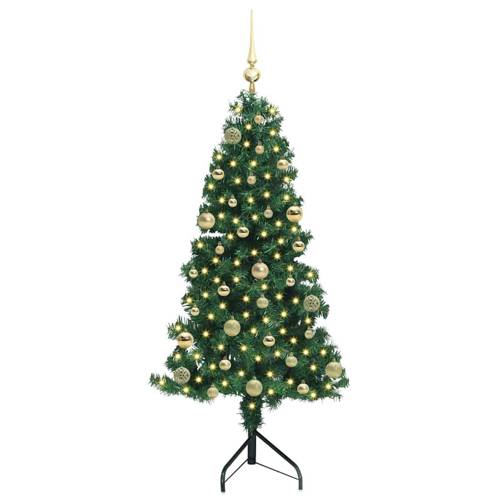 Hoek Kunstkerstboom met 150 LED Groen 150 cm PVC en Metaal