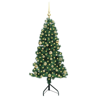 Hoek Kunstkerstboom met 150 LED Groen 150 cm PVC en Metaal