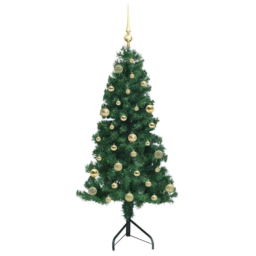 Hoek Kunstkerstboom met 150 LED Groen 150 cm PVC en Metaal