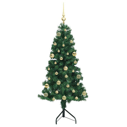 Hoek Kunstkerstboom met 150 LED Groen 150 cm PVC en Metaal