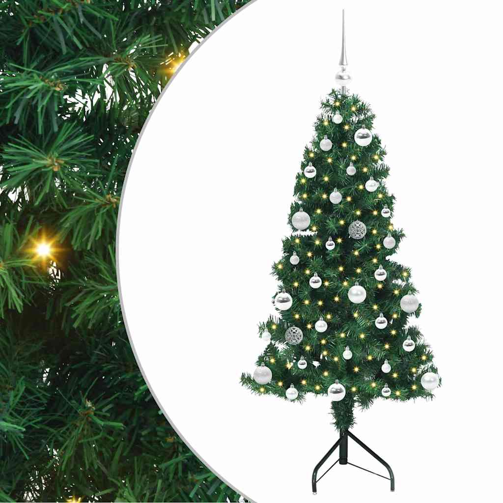 Hoek Kunstkerstboom met 150 LED Groen 150 cm PVC en Metaal