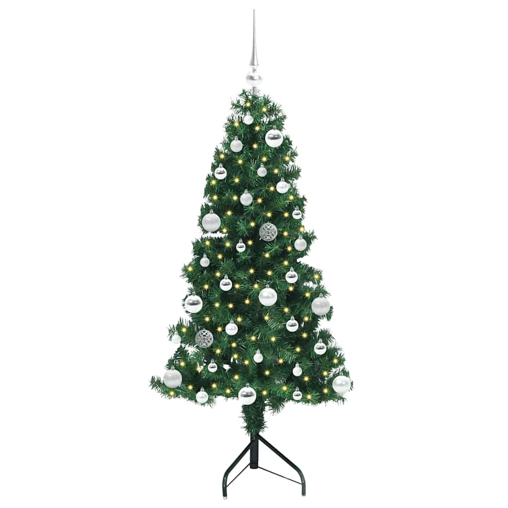 Hoek Kunstkerstboom met 150 LED Groen 150 cm PVC en Metaal