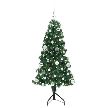 Hoek Kunstkerstboom met 150 LED Groen 150 cm PVC en Metaal