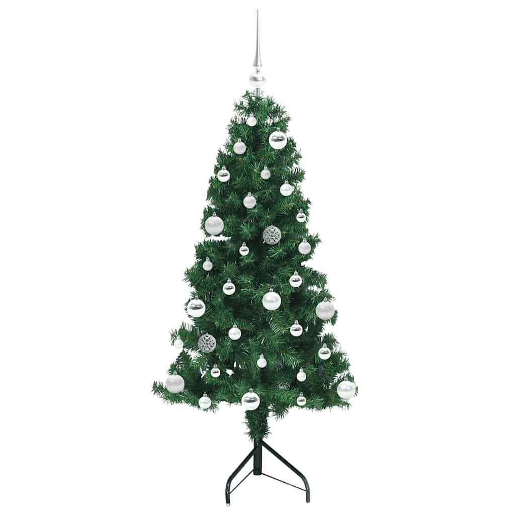 Hoek Kunstkerstboom met 150 LED Groen 150 cm PVC en Metaal