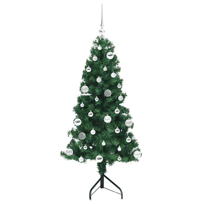 Hoek Kunstkerstboom met 150 LED Groen 150 cm PVC en Metaal